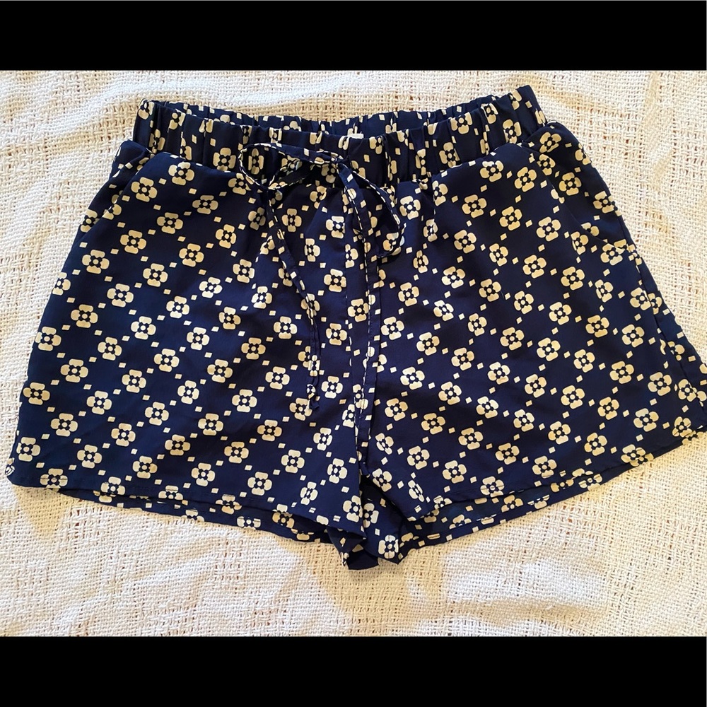 Navy Patterned Shorts